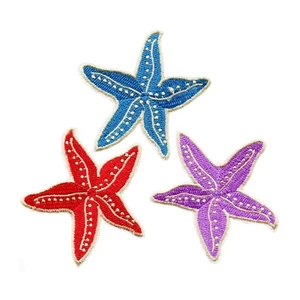 Parches coloridos de estrellas de mar (paquete de 3) bordados para planchar - diseños costeros del océano - Imagen 1 de 2