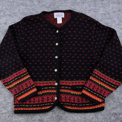 Cárdigan Suéter Vintage Tally Ho Ojo de Pájaro Floral Para Mujer L Acrílico Nórdico Negro Foto 1 de 4