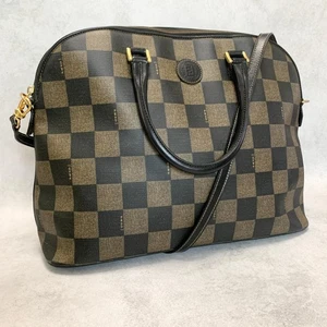 Borsa FENDI FF Pecan tracolla borsa a mano pelle marrone nero oro autentica - Foto 1 di 24