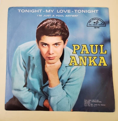 Paul Anka TONIGHT MY LOVE TONIGHT (ROCK N ROLL 45/PS) #10194 PLAYS VG++ - Image 1 of 4