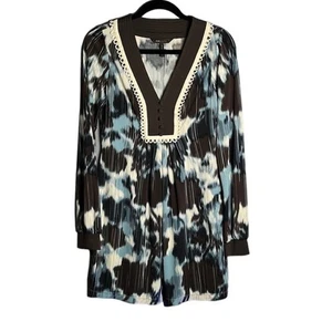 BCBG MaxAzria Blue and Black Print Long Sleeve Tunic Dress Size Small - Picture 1 of 8