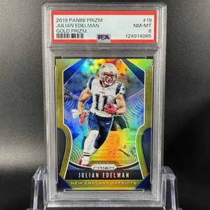 Julian Edelman 2019 Panini Prizm #19 True Gold Prizm 1/10 PSA 8 - Picture 1 of 2