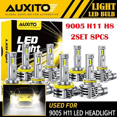 8PC AUXITO H11 9005 LED Headlight Bulb hi low For Dodge Ram 1500 2500 3500 09-19 - Image 1 of 4