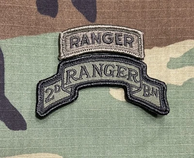 US Army 2nd Ranger Battalion Scroll/Ranger Tab BDU w/ Hook 75th Regiment Patch - Image 1 of 3