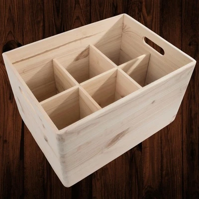 Large Plain Wooden Storage Box /Handles & Removable Compartments/Decorative DIY - Image 1 of 4