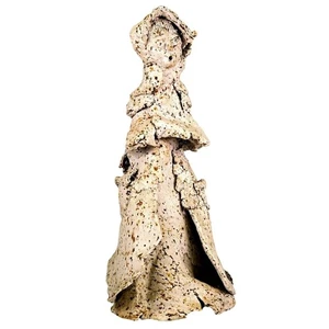 Vintage 12" Skulptur - singende Frau - weißer Ton Volkskunst - Außenseiter Stil - Bild 1 von 10