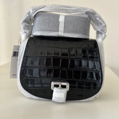 Lauren Ralph Lauren Tanner Small Embossed Leather Shoulder Bag Black - Image 1 of 4