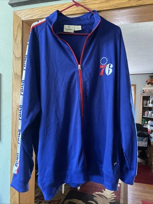 复古 NBA 费城 76'ers 拉链夹克 Fanatics 蓝色尺寸 5XL 菲拉 — 第 1/4 张图片