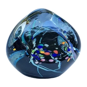 Signed Rollin Karg Dichroic Studio Art Glass 3.5” Tall Triangular Paperweight - Picture 1 of 24