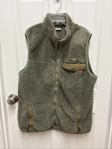 LL Bean Mountain Pile Fleece Vest Brown Deep Pile Sherpa Full Zip - Large Tall - Picture 1 of 7