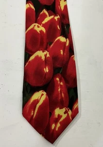 Corbata Temática TULIPÁN ROJO Negra De Colección Novedad Floral Flor Informal Poliéster - Imagen 1 de 11