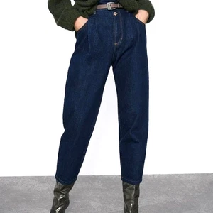 Zara Women's 2 Jeans Slouchy High Rise Pleated Taper Western Dark Wash Retro - Picture 1 of 5