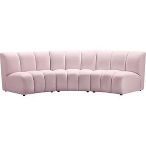 Meridian Furniture Infinity Pink Velvet 3pc. Modular Sectional - Picture 1 of 4
