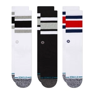 New Stance Designer Mens 3 Pack Striped Crew Cut Socks Mixed Striped Size L - Picture 1 of 1