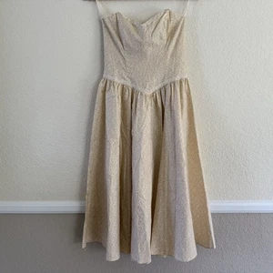 Vintage Gunne Sax Prairie Dress Womens Size 7 Floral Sleeveless Lace Trim 70s - Picture 1 of 12