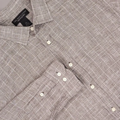 The Men's Store Bloomingdale's Shirt Mens XL Brown Plaid Linen Button Up Casual - Image 1 of 4