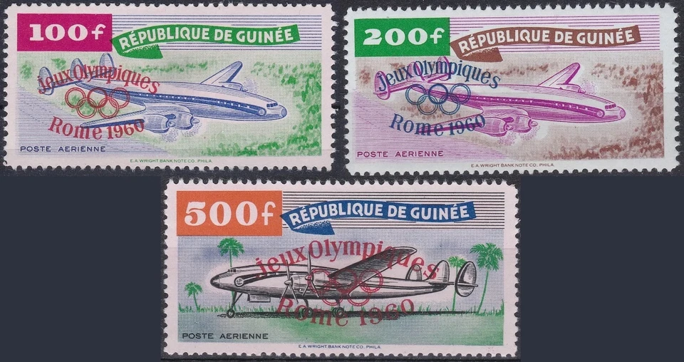 Guinea 1960 #C24-C26 MNH Olympics Overprint/Aviation/Flag/Plane - Image 1 of 1