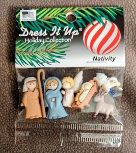 NEW Dress It Up NATIVITY 6 Pc Button Set: Holy Family, Angel, Sheep & Donkey - Picture 1 of 5