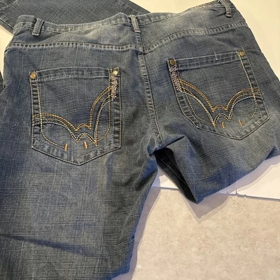 Pantalones de mezclilla Brooklyn Express para hombre 38x34 Y2K hip hop pierna recta azul oscuro entrepierna 32” Foto 1 de 4