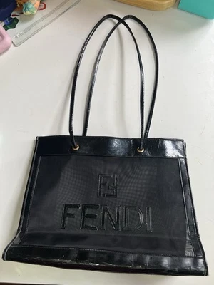 FENDI Mesh bag tote bag PVC shoulder bag black 1172 - Image 1 of 4