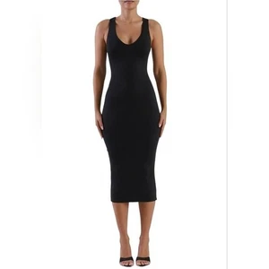 Naked Wardrobe schwarz figurbetont ärmellos U-Ausschnitt Kleid Small - Bild 1 von 10