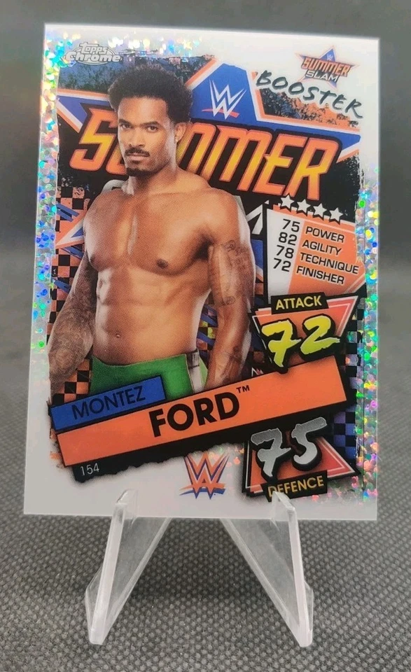 2021 Topps Chrome WWE Slam Attax Speckle Refractor #154 Montez Ford Card - Image 1 of 2