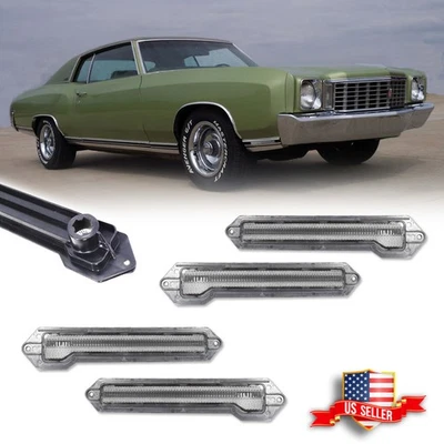 4X Clear Front & Rear Bumper Side Marker Lights For 70-72 Chevrolet Monte Carlo - Image 1 of 4