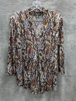 Женский большой современный деловой повседневный топ с абстрактным принтом рептилия - Изображение 1 из 4