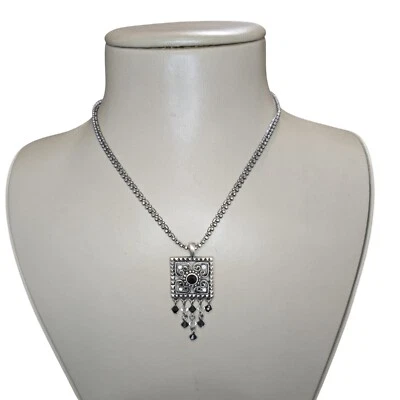 Collar colgante negro estrás plata oscura de moda para mujer nuevo sin etiquetas Foto 1 de 3