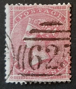 GB QV 1857 SG66 4d rose-carmine, wmk large garter, Portsmouth, rich colour, VGU - Picture 1 of 1