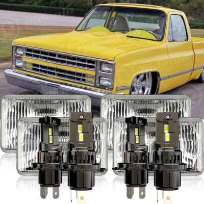 4X Faros LED de 4x6" para camioneta Chevy 1981-1987 C10 K10 Blazer lámpara de haz alto-bajo Foto 1 de 4