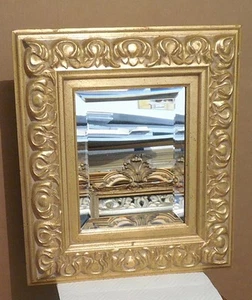 Ornate Gold Solid Wood "16x18" Rectangle Beveled Custom Framed Wall Mirror - Picture 1 of 12