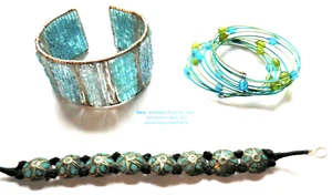 BRACELETS FANTAISIE EN PERLES DE VERRE et turquoise LOT DE3* - Picture 1 of 2