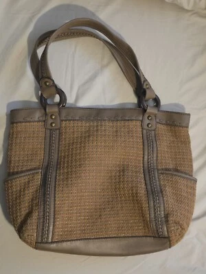 Bolso de Mano Vintage Auténtico FOSSIL Genuino Clásico 1954 Tweed y Cuero  Foto 1 de 4