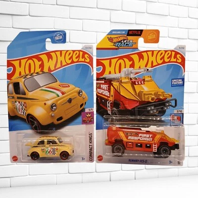 Pair of Hot Wheels Toys ; Fiat 500 & 1st. Response Truck Mattel New in Package - Image 1 of 4