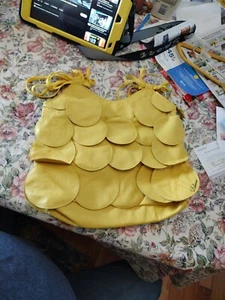 Delicious Brand Yellow Layered Circle Fringe Modern Handbag Purse Bag Beautiful  - Picture 1 of 13
