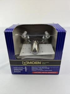 Moen Decorator Series 84204 4" Chrome Center Faucet w/ Porcelain Handles - Picture 1 of 5