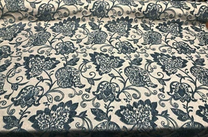 Renaissance Chenille Deep Teal Blue Italian Cut Upholstery Fabric by the yard - Picture 1 of 6
