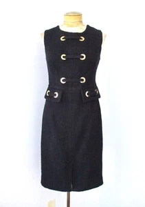 Milly New York Blue Tweedy Shift Career Dress Grommet Eyelets Satin Lining 6 - Picture 1 of 8