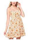 TEEZE ME Womens White Stretch Tie Floral Short Party Fit + Flare Dress 9