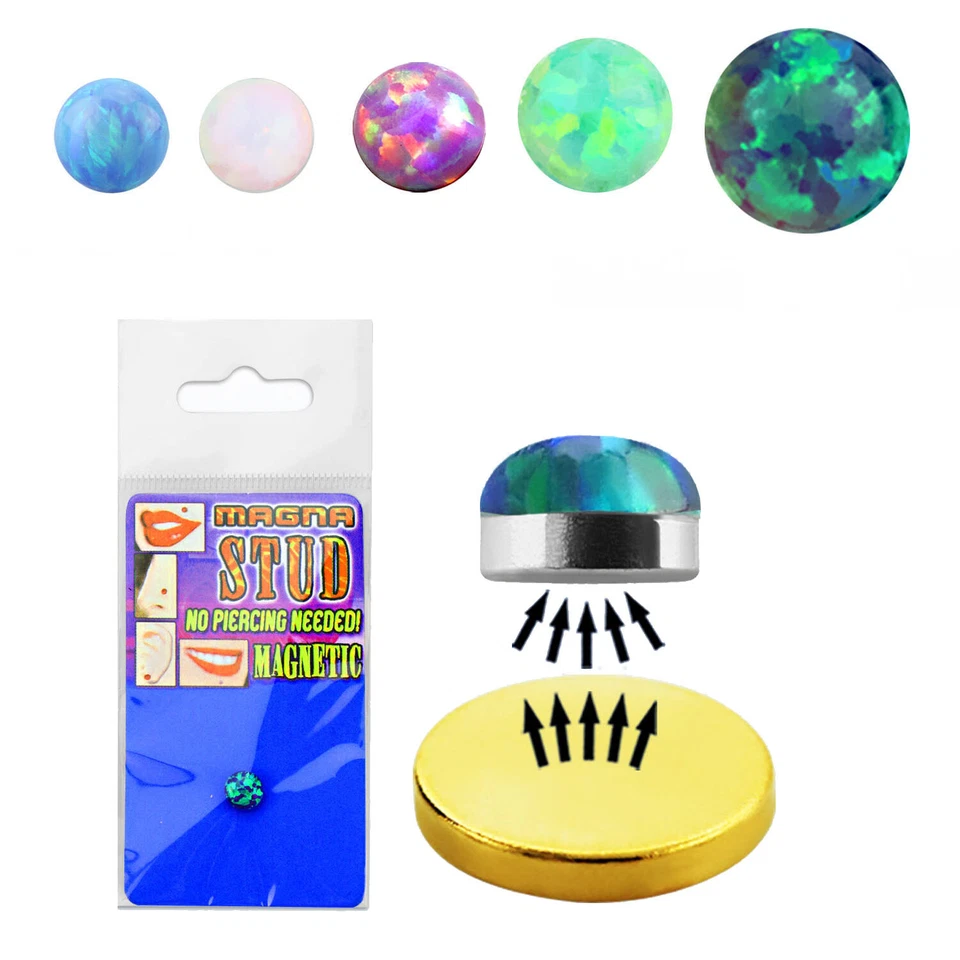 Fake Nasenpiercing Magnet Opalit Glitzer 3 mm auch für Lippe Helix Ohr Nase - Bild 1 von 1
