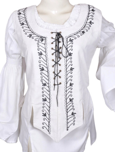 OFF WHITE Gilet Hippie Vintage Cappotto Vita Donna con Bellissimo Tessuto Cotone Ricamo