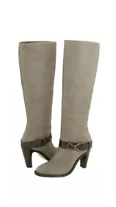 Cole Haan Air Boots Size 6 Leather Gray Brown Tall Knee High Pull On Heel Womens - Picture 1 of 8