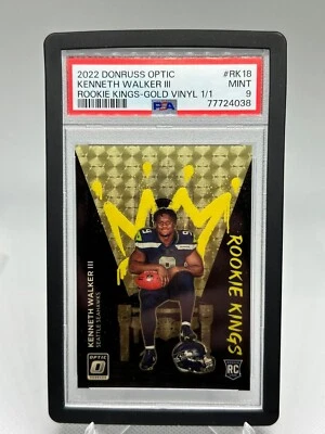 Kenneth Walker 2022 Optic Rookie Kings Gold Vinyl 1/1 PSA 9 Seattle Seahawks - Image 1 of 2
