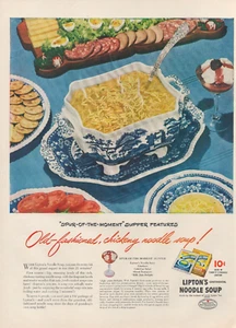 1945 Liptons Nudelsuppe Spur des Augenblicks Abendmahl mit Vintage-Druckanzeige - Bild 1 von 1