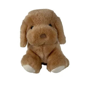 Vintage Baby Gund 7 Zoll braun & weiß DOGFEAT Welpe Hund Rassel Plüsch #5540 1983 - Bild 1 von 17