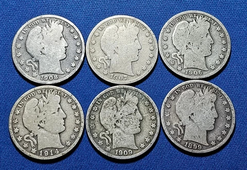 Lot Of Six Different Barber Half Dollars All NiceCondition! Cover