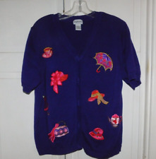 NEAT PREOWNED BON WORTH MED WOMANS SWEATER WITH RED HATTERS DESIGN