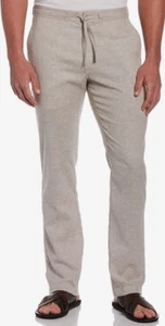 Cubavera Men's Stripe Drawstring Pant Linen-Viscose Chinchilla L x 32" - Picture 1 of 3