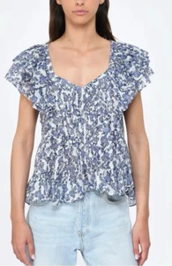 Isabel Marant Etoile Women's Madrana Floral Printed Ruffle Blouse Tunic Top S 36 - Picture 1 of 13